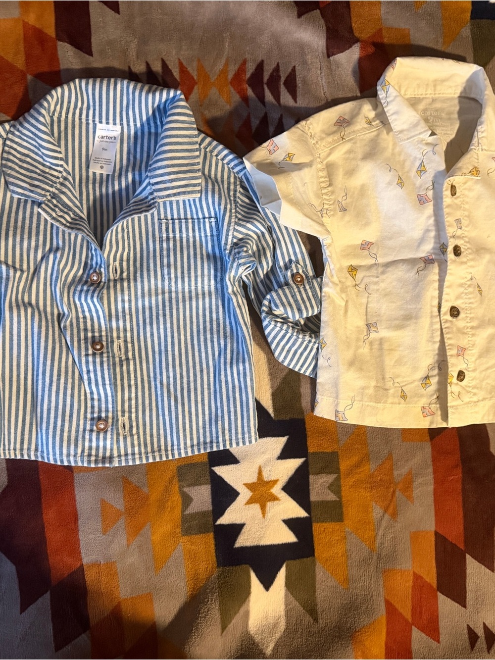 Carter's Blue and White Striped Button-Down Shirt for Kids